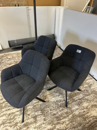 3x Eetkamerstoel Binck, geweven, antraciet